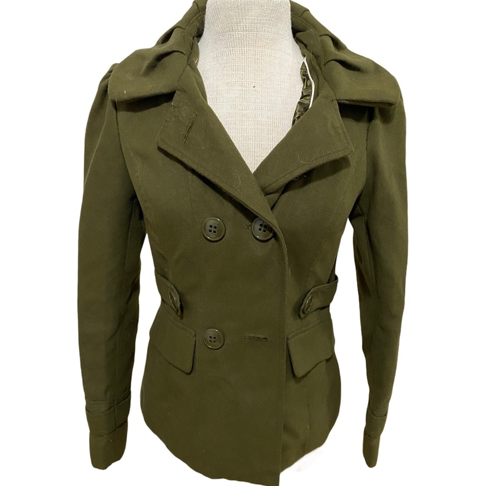 Olive green military style hoodie jacket